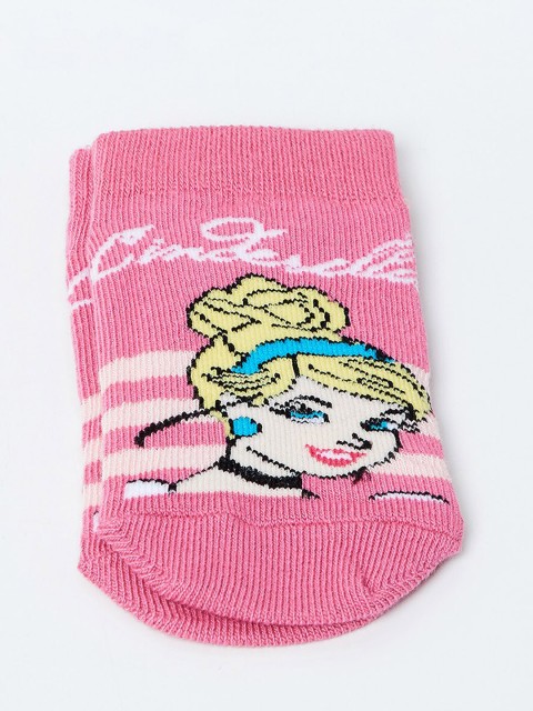 

max Girls Pink & Yellow Woven Design Ankle-Length Socks