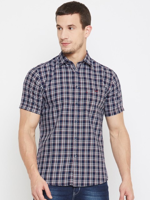 

Crimsoune Club Men Blue & Maroon Slim Fit Checked Cotton Casual Shirt