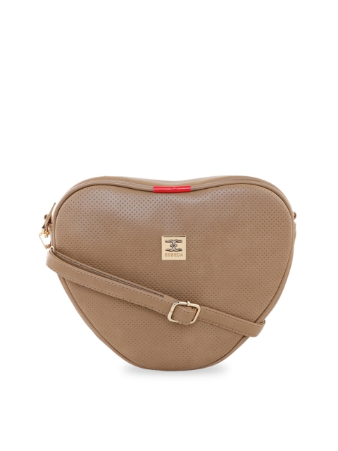 

ESBEDA Beige Textured Heart Shaped Sling Bag