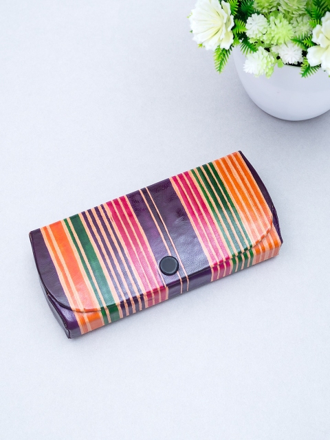 

Golden Peacock Blue & Orange Hand-Painted Leather Sunglasses Case