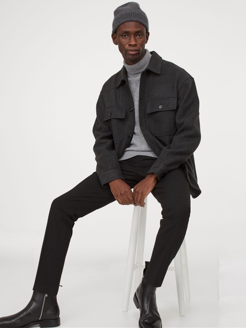 

H&M Men Black Slim Fit Cigarette trousers