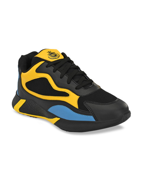 

Walkstyle By El Paso Men Black & Yellow Colourblocked Sneakers