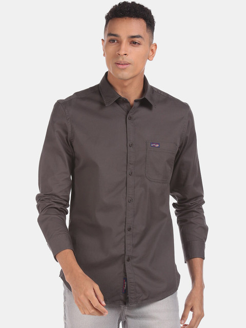 

U.S. Polo Assn. Denim Co. Men Grey Regular Fit Solid Casual Shirt