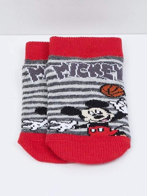 

max Boys Red & Grey Patterned Ankle-Length Socks