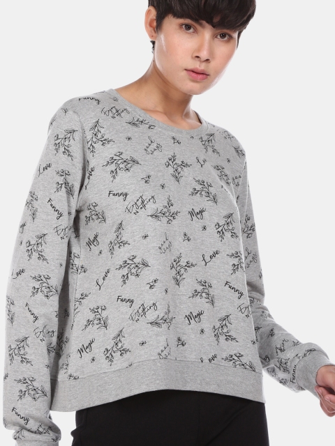 

Sugr Women Grey Printed Sweatshirt