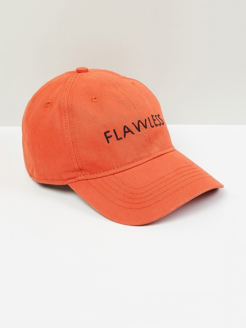 max Women Orange & Black Solid Baseball Cap