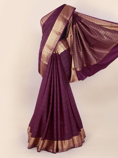 

Pothys Violet Pure Silk Striped Mysore Silk Saree