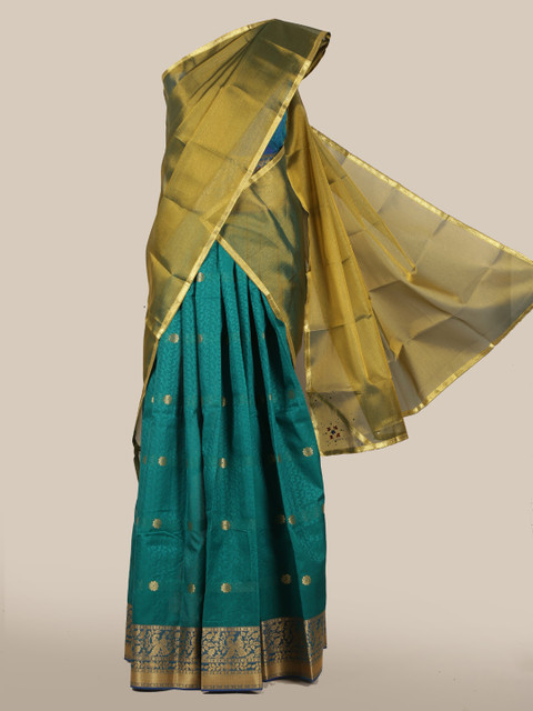 

Pothys Green & Blue Tissue Woven Design Half Saree