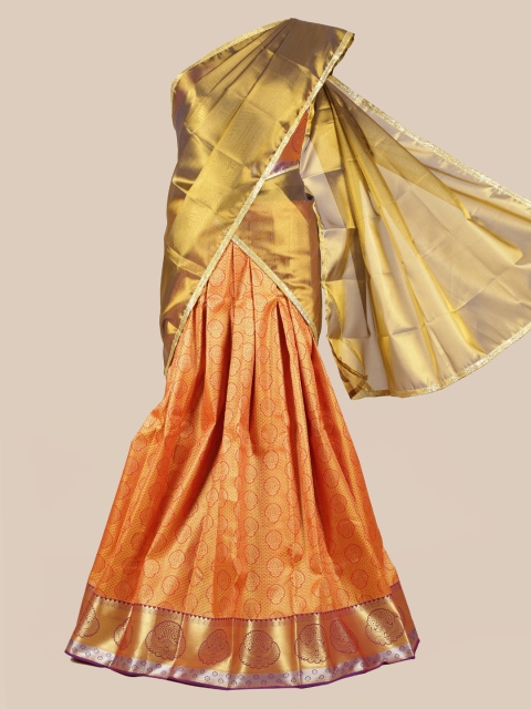 

Pothys Gold-Toned Woven Design Half Saree