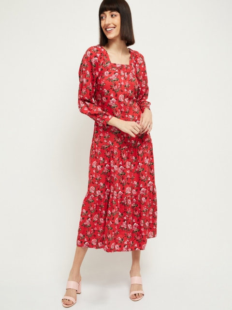 

max Women Red Printed A-Line Dress