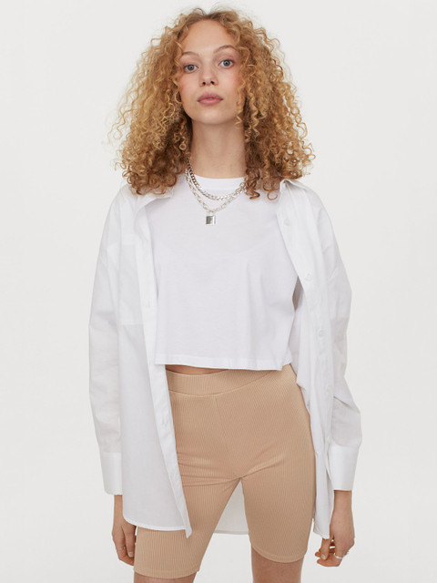 

H&M Women Beige Ribbed Cycling Shorts
