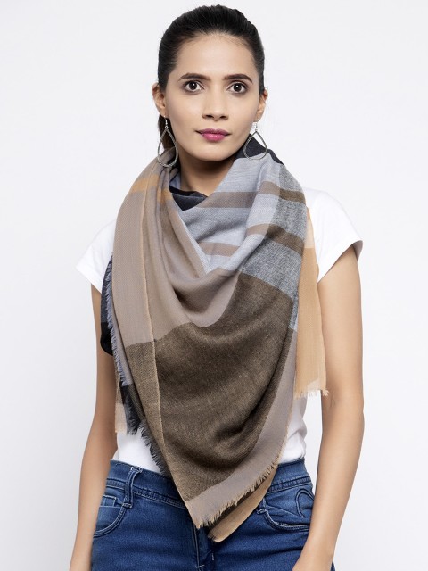 

Calvadoss Women Brown & Grey Striped Sustainable Long Fit Muffler