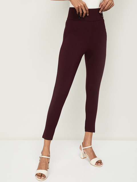 

Ginger by Lifestyle Women Maroon Regular Fit Solid Regular Trousers