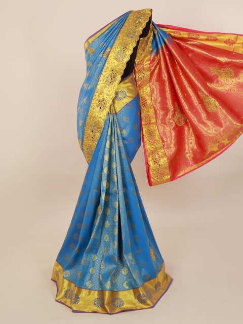 

Pothys Blue Pure Silk Woven Design Kanjeevaram Saree