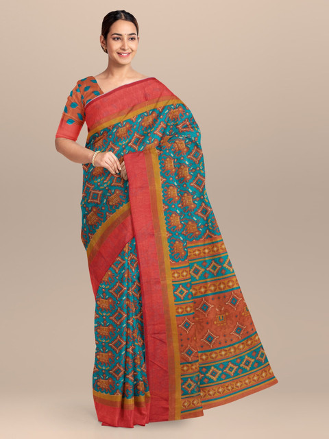 

KLM Fashion Mall Blue Printed Saree