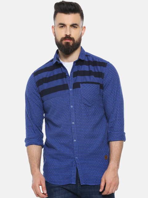

Campus Sutra Men Blue Regular Fit Checked Casual Shirt