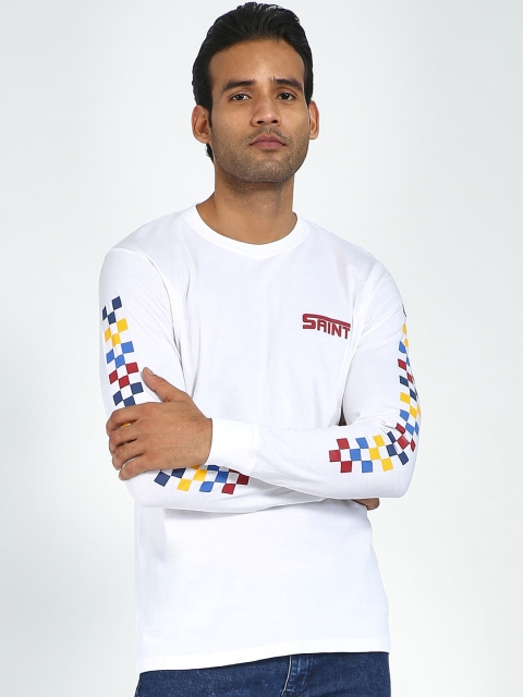 

Blue Saint Men White Solid Round Neck Tshirt