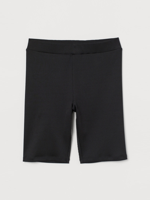 

H&M Women Black Self Design Ribbed Cycling Shorts