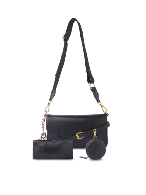 

Sole To Soul Black Textured Sling Bag with Coin Pouch