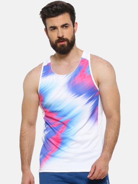 Campus Sutra Men White Printed Round Neck T-shirt