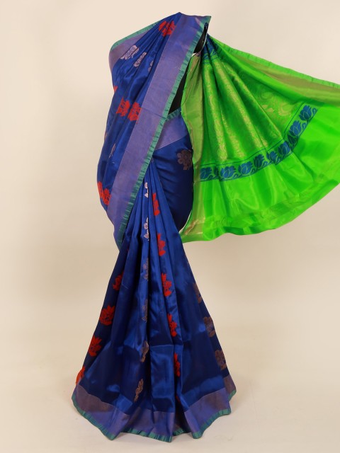 

Pothys Blue & Green Pure Silk Woven Design Saree