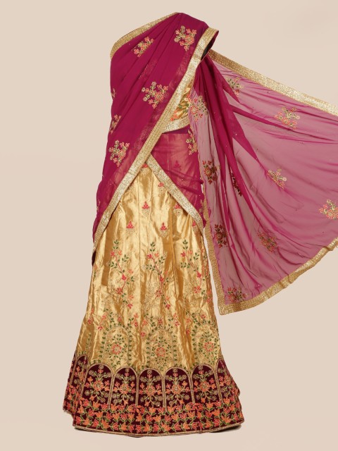 

Pothys Magenta Embroidered Half Saree