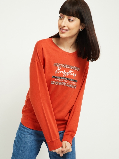 

max Women Red Printed Sweatshirt
