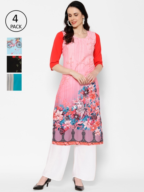 

7Threads Women Pack Of 4 Printed A-Line Kurta, Multi