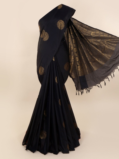

Pothys Navy Blue & Gold-Toned Silk Cotton Printed Saree