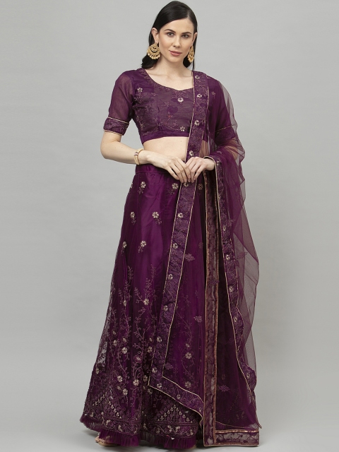 

Satrani Purple Semi-Stitched Lehenga & Blouse with Dupatta