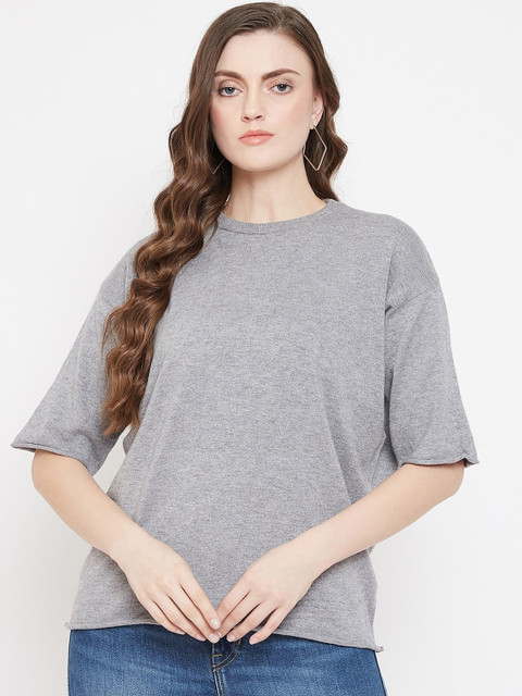 

Camey Grey Solid Woollen Top