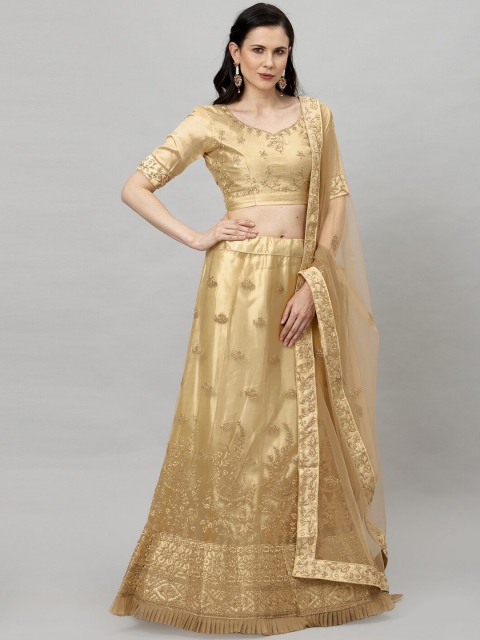 

Satrani Gold-Toned Semi-Stitched Lehenga & Blouse with Dupatta