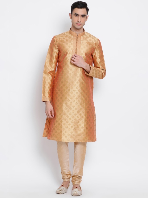 

Sanwara Men Gold-Toned Woven Design Kurta with Churidar