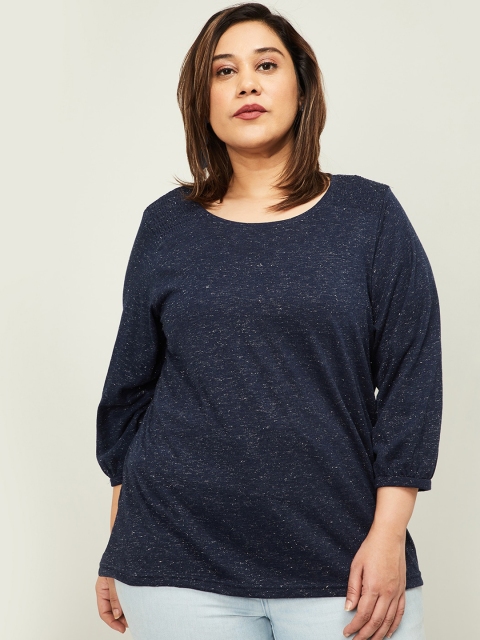 

nexus Women Navy Blue Self Design Top