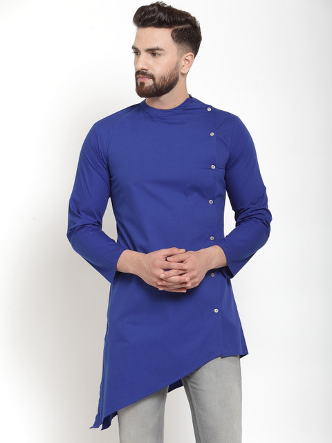 

Purple State Men Blue Solid A-Line Kurta
