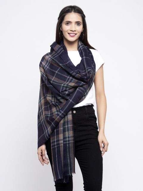 

Calvadoss Women Navy Blue & Beige Checked Sustainable Muffler