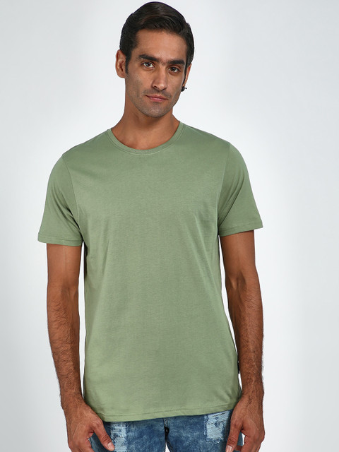 

Blue Saint Men Olive Green Printed Round Neck T-shirt