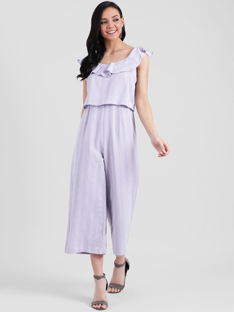 

Zink London Women Lavender & White Striped Basic Jumpsuit
