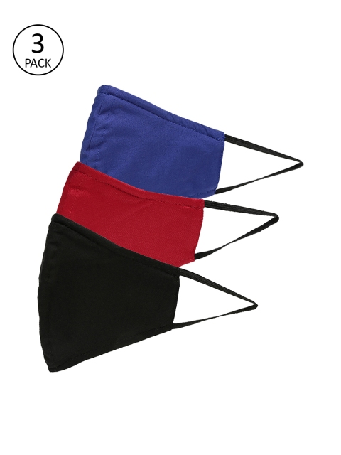 

Bene Kleed Unisex Pack Of 3 5-Ply Anti Bacterial Reusable Outdoor Fashion Masks, Black