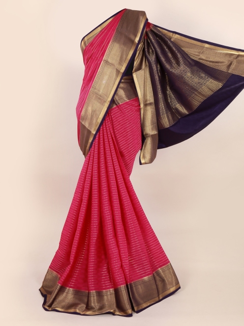 

Pothys Pink Pure Silk Striped Mysore Silk Saree