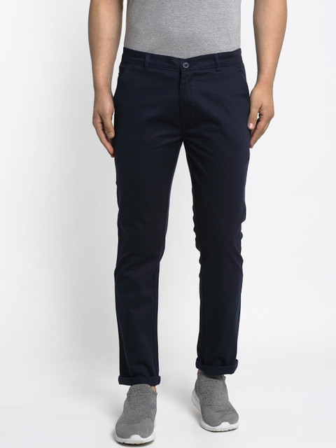 

Rodamo Men Navy Blue Slim Fit Solid Chinos
