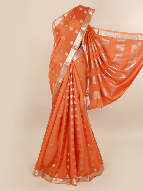 Pothys Orange Pure Silk Woven Design Mysore Silk Saree