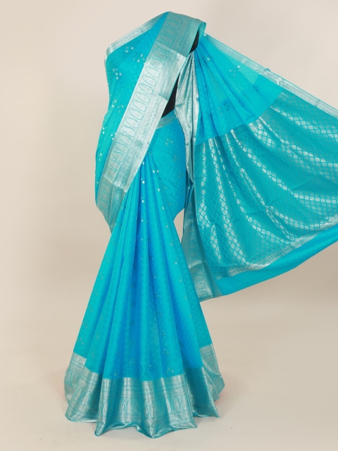 

Pothys Blue Pure Silk Solid Mysore Silk Saree
