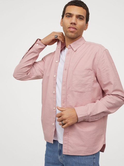 

H&M Men Pink Oxford shirt Regular Fit