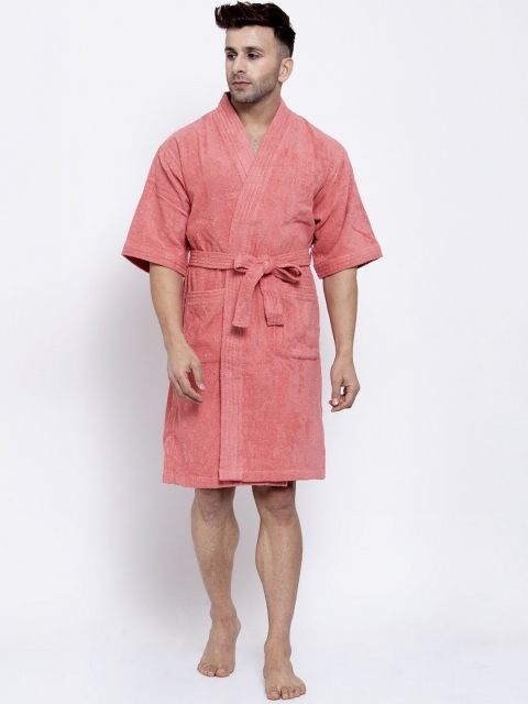 

Trident Men Coral Pink Solid 300 GSM Bath Robe