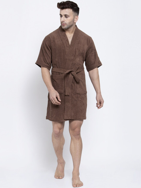 

Trident Men Brown Solid 300 GSM Bath Robe