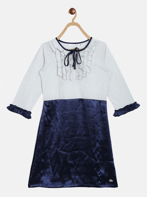 

ELLE Girls Navy Blue Colourblocked A-Line Dress