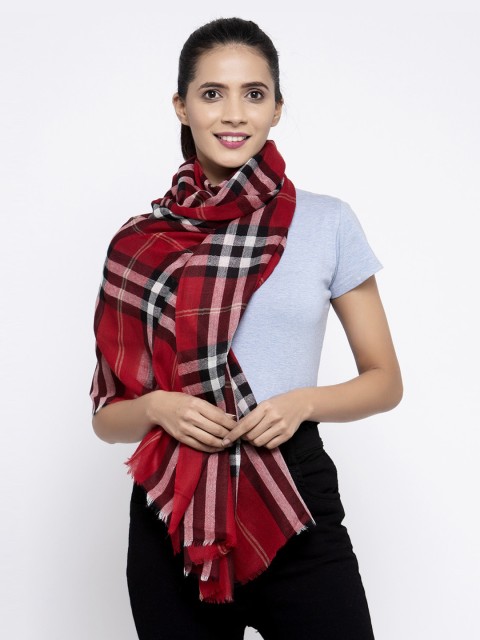 

Calvadoss Women Red & Black Checked Sustainable Long Fit Muffler