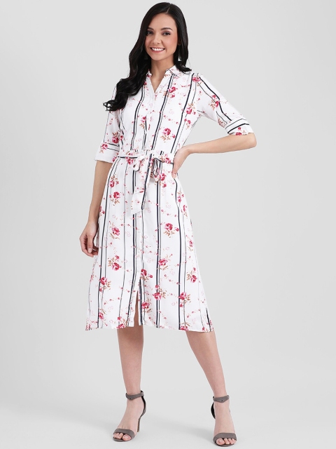 

Zink London Women White Printed Shirt Dress