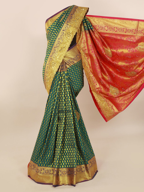 

Pothys Green Pure Silk Woven Design Kanjeevaram Saree